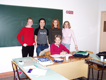 Studenten met leraar
