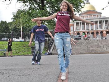 Studenten lopen de Freedom Trail