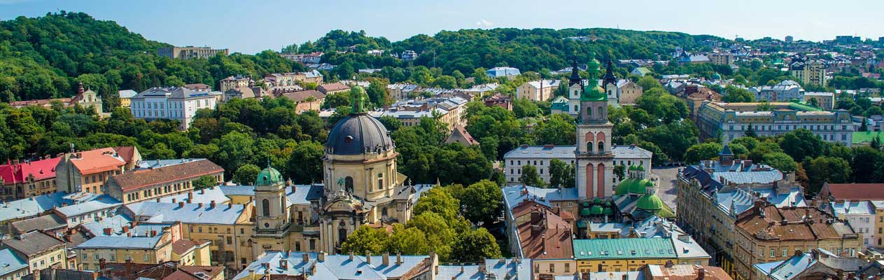 De stad Lviv in Oekraïne